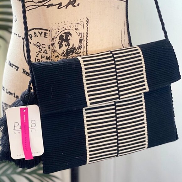 NEW Handwoven Textile Black and White Woven Purse NWT - Picture 1 of 11